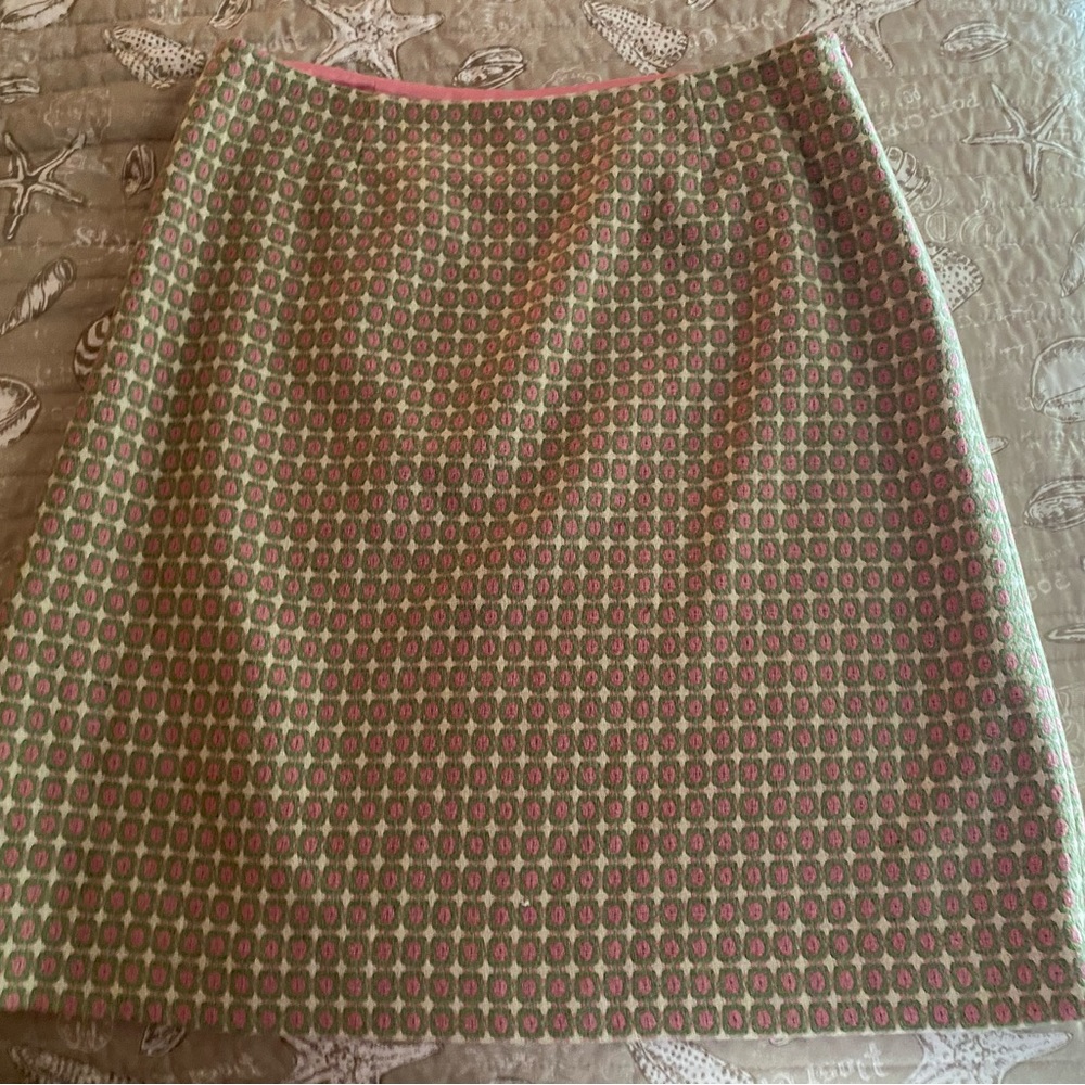Lilly Pulitzer Green and Pink Patterned A-Line Skirt